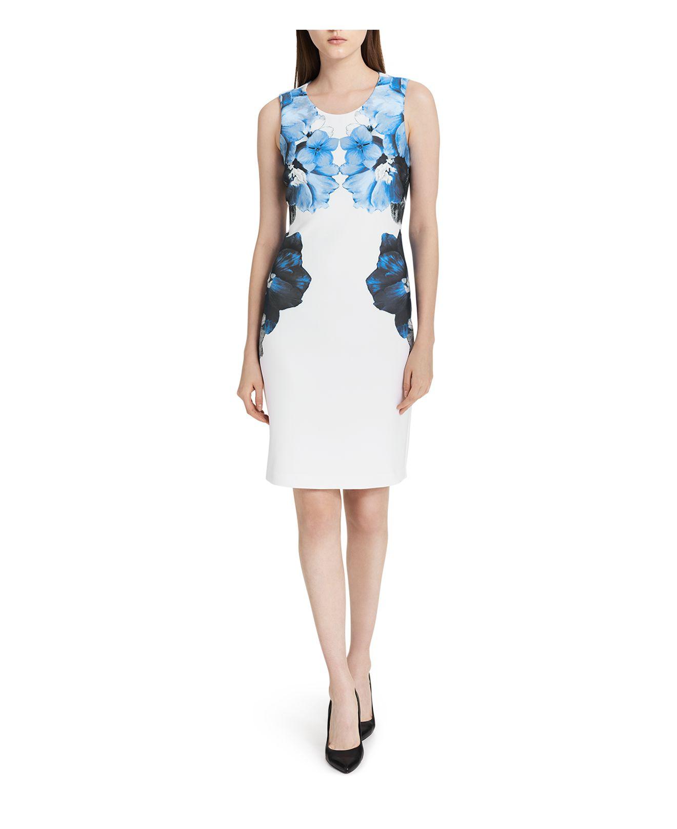 Lyst Calvin Klein Sleeveless Floral Print Dress In White